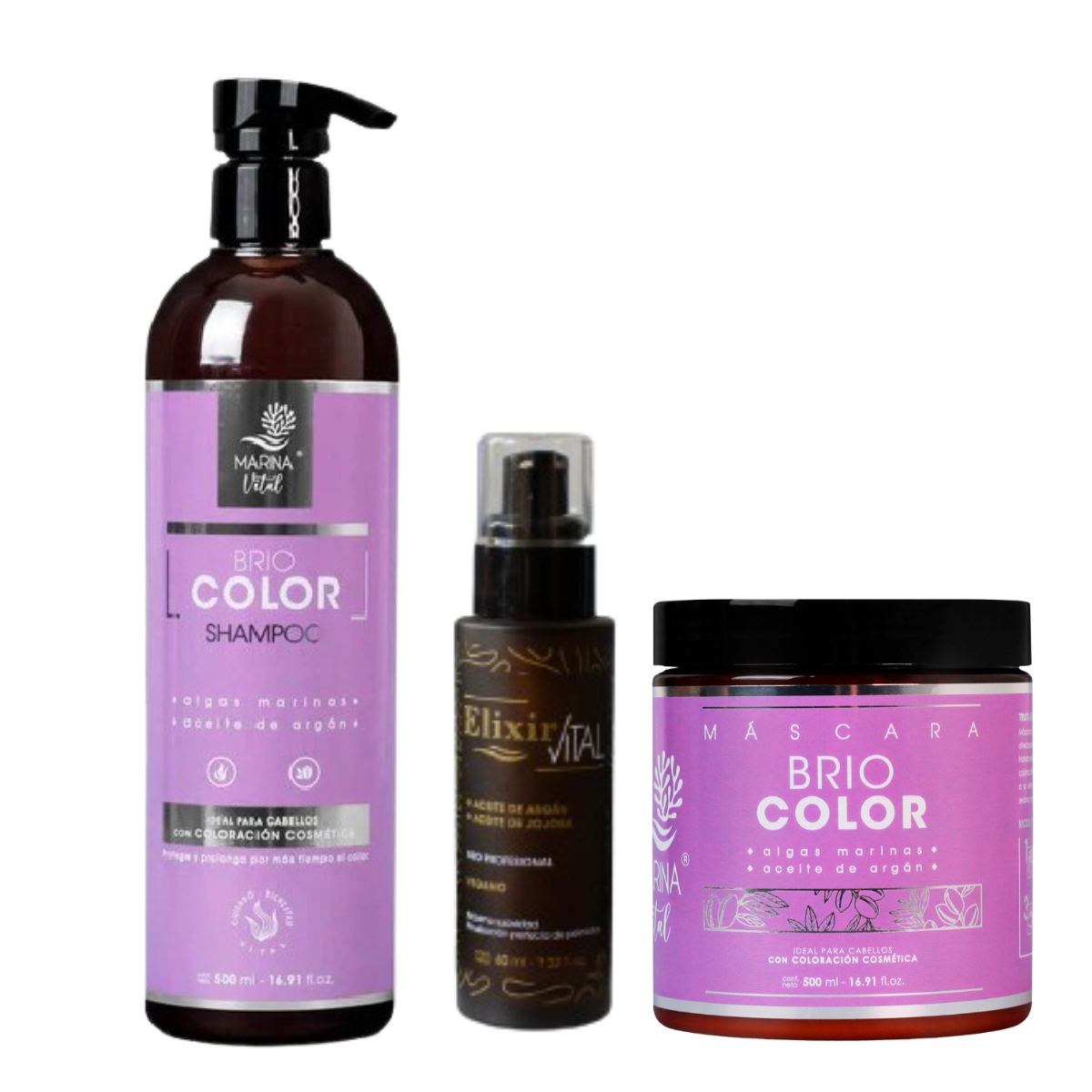 Shampoo Mascara Briocolor y Serum Marina Vital