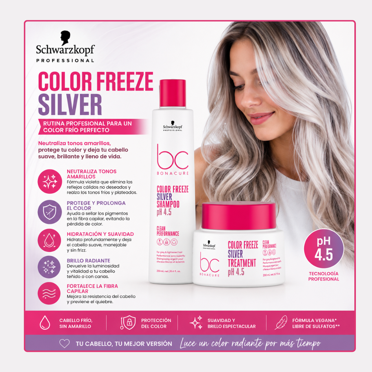 Kit Shampoo + Máscara Color Freeze Silver Ph 4.5 Schwarzkopf