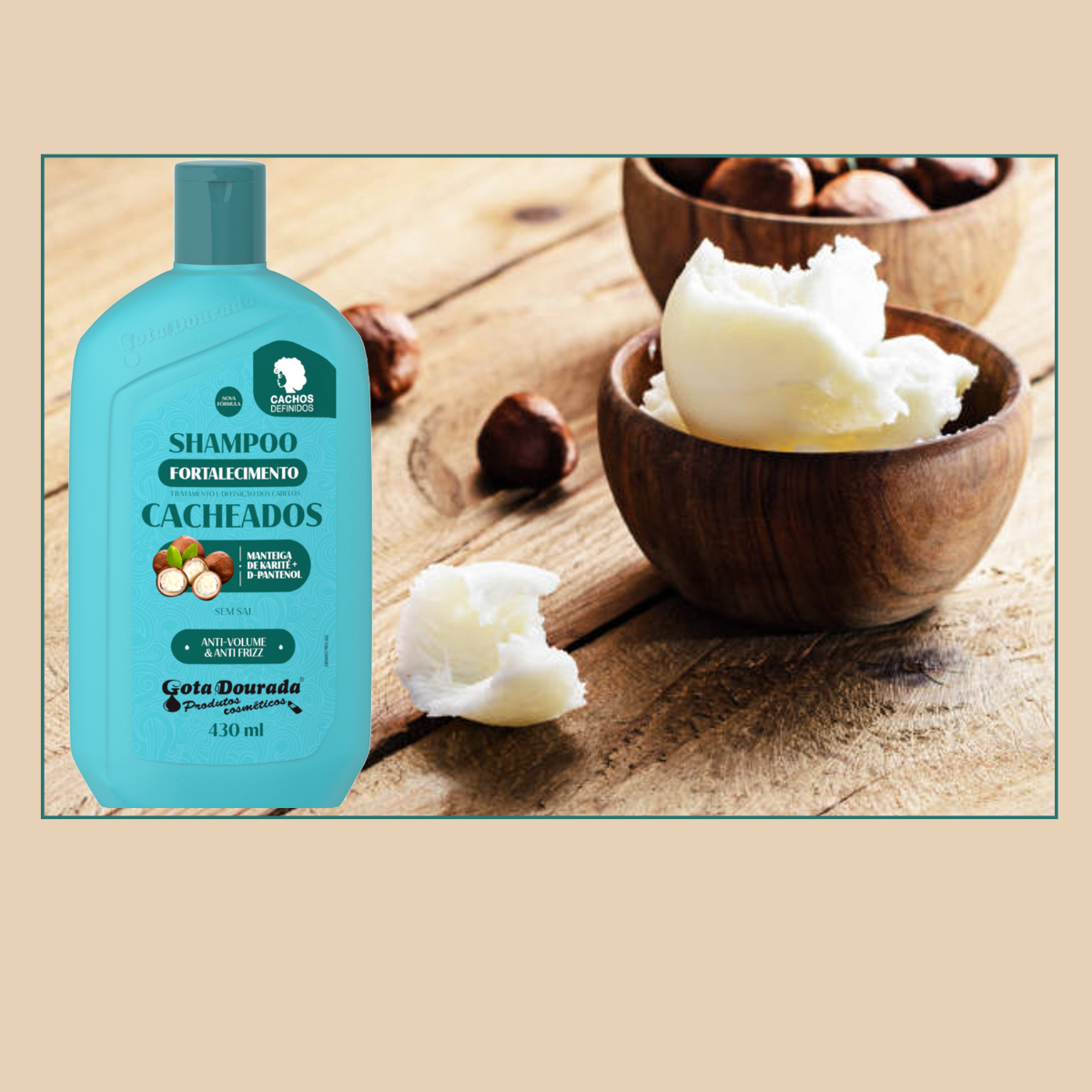 Shampoo Fortalecedor Para Cabello Rizado 430 Ml Gota Dorada