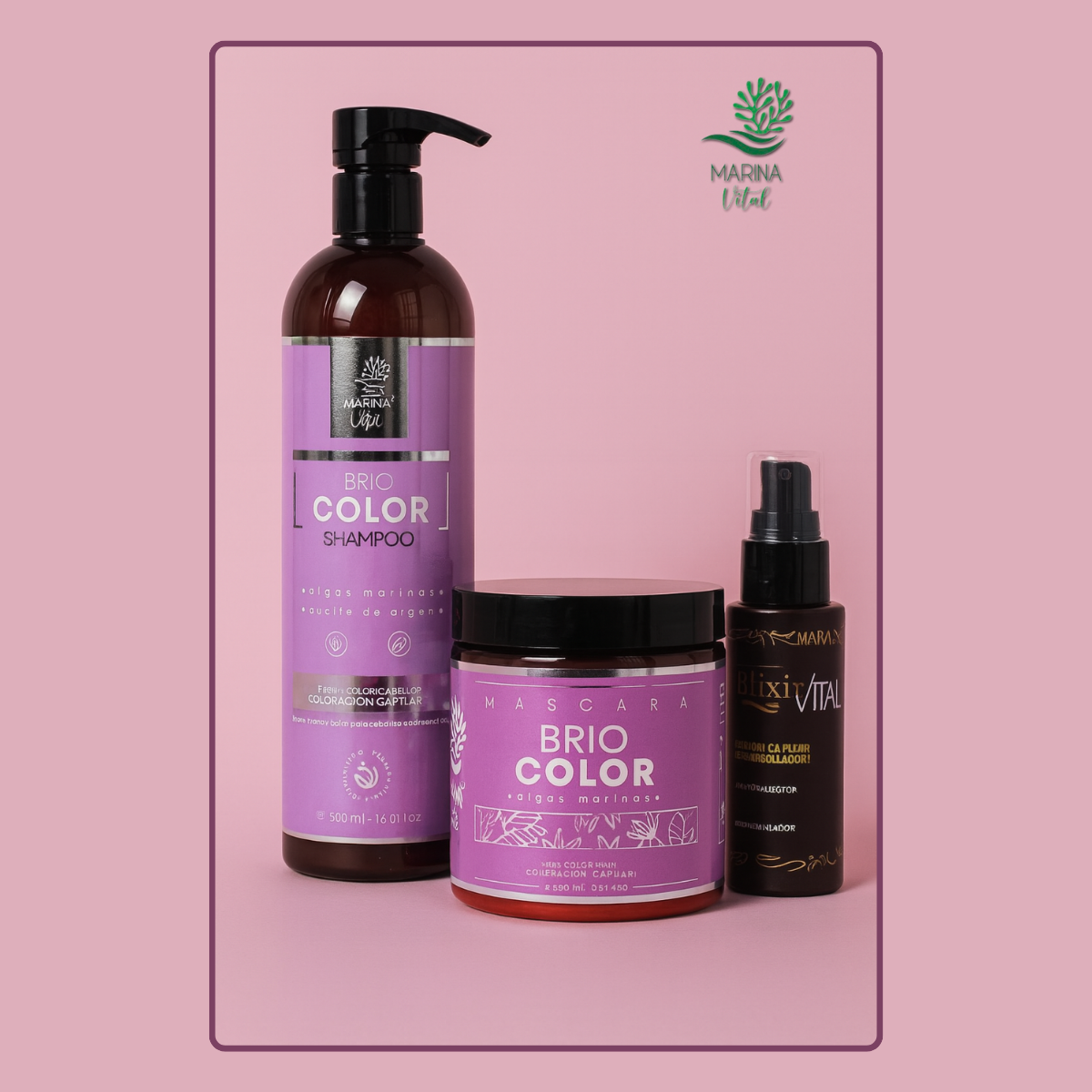 Shampoo, Mascara Briocolor y Serum Elixir