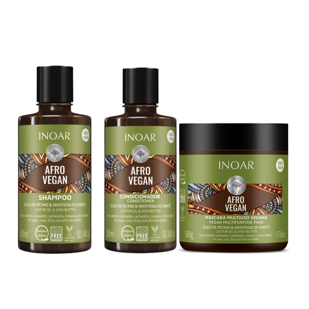 Pack Shampoo + Acondicionador + Mascara Afro Vegan Inoar