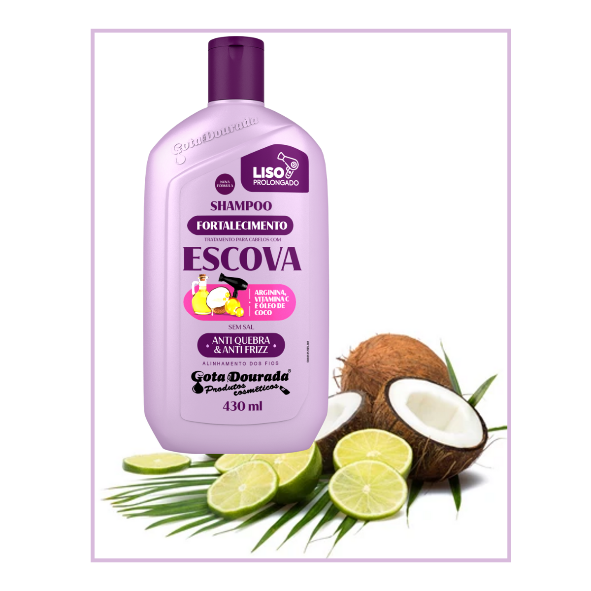 Shampoo Fortalecedor Capilar Cabello Liso 430 Ml Gota Dorada