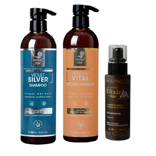 Shampoo Silver y Acondicionador +Serum Marina Vital