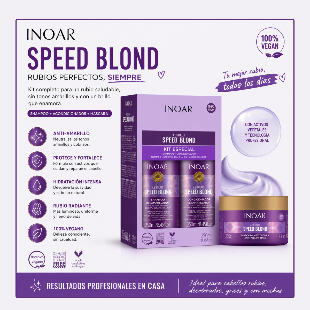 Matizador Speed Blond Sampoo y Acondicionador+Mascara