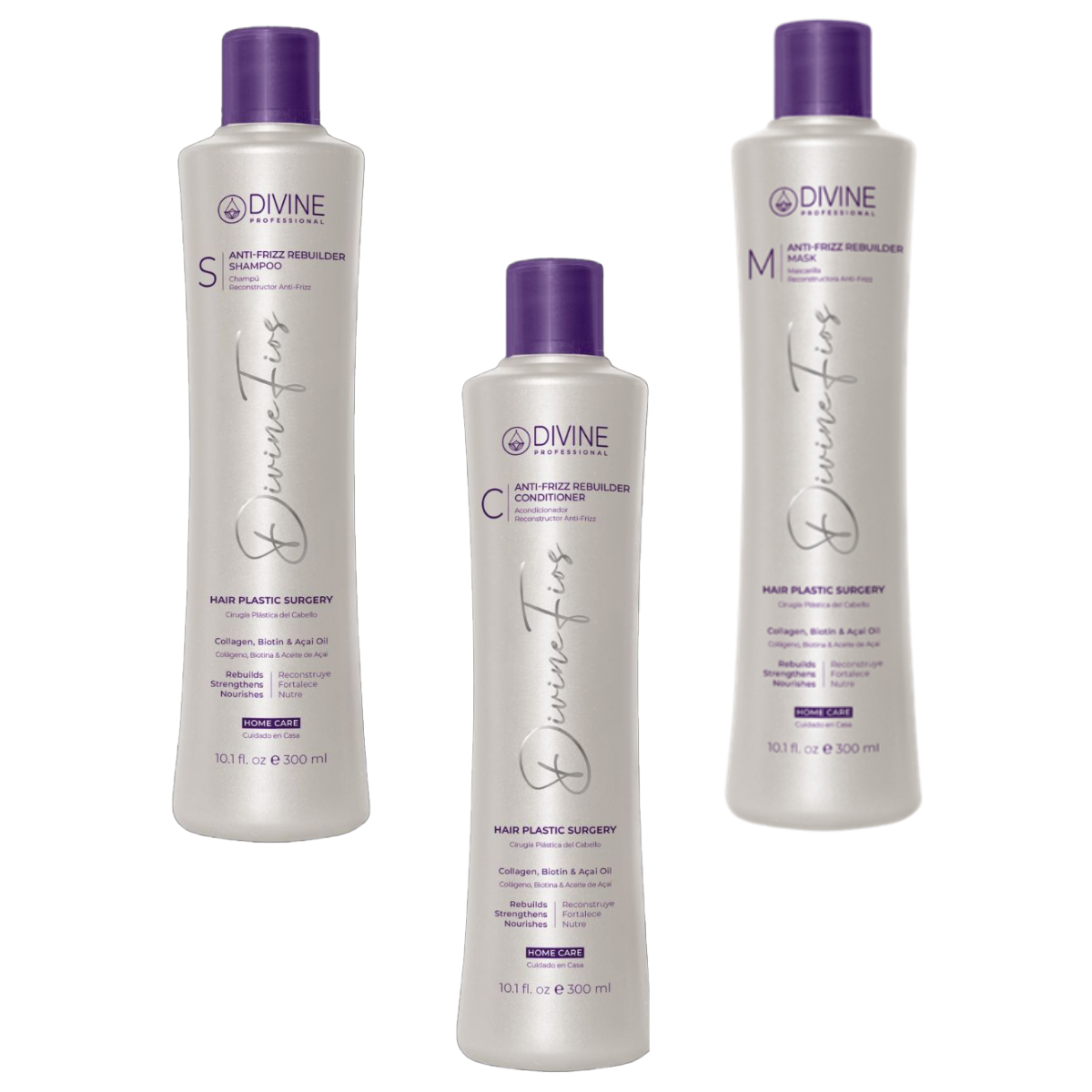 PACK Shampoo + Acondicionador + Mascara Divine Professional 300 Ml C/U