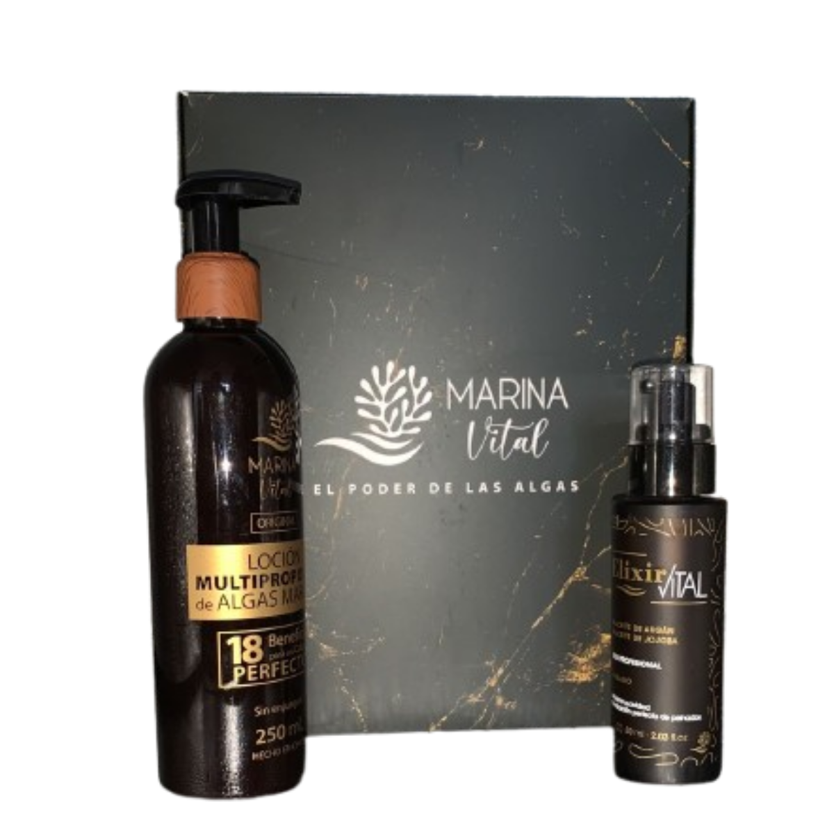 Kit Loción Multiproposito 250 Ml + Serum Elixir 60 ml MARINA VITAL
