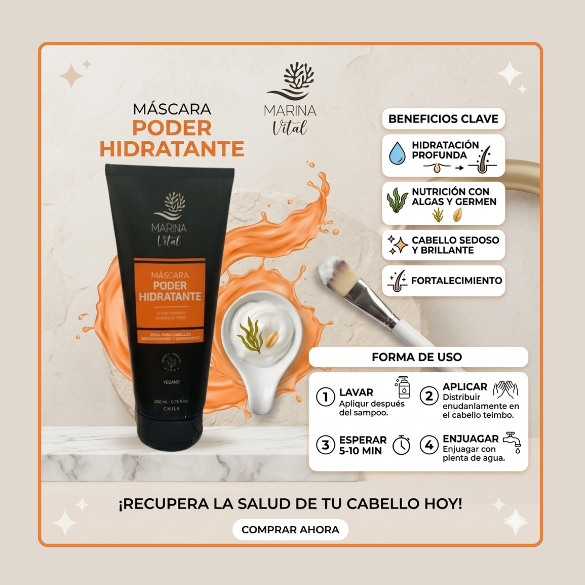 Mascara Poder Hidratante 200 ml Marina Vital