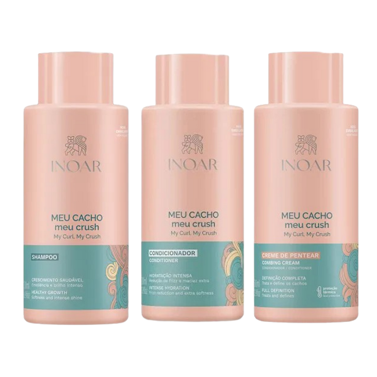 Meu Cacho Shampoo y Acondicionador y Crema de Peinar 500 ml c/u