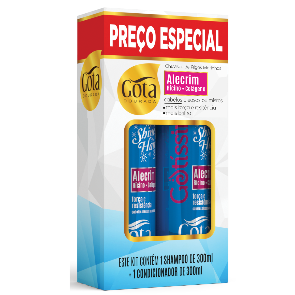 Kit Shampoo Y Acondicionador Gota Dorada Shine Hair 300 Ml C/U