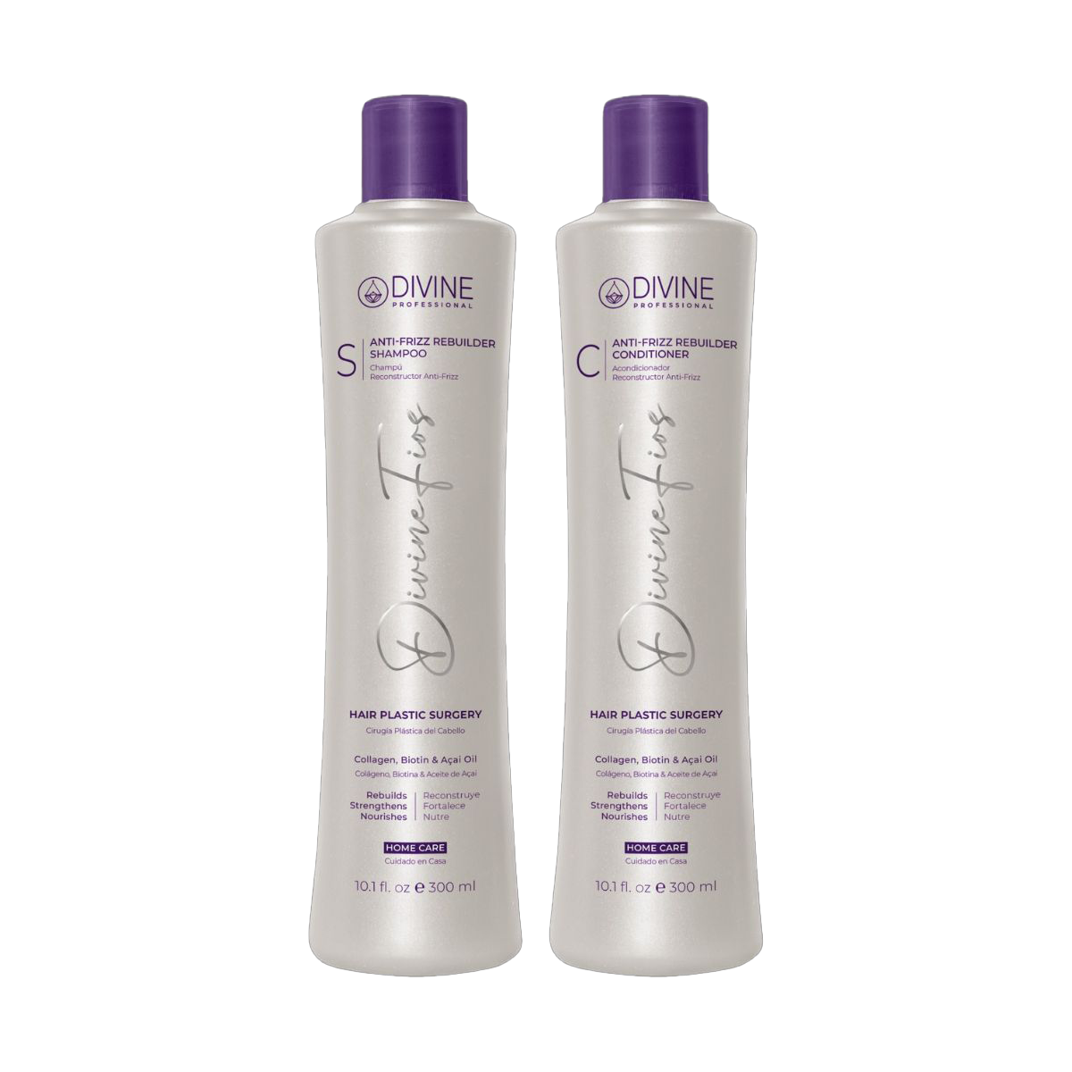 PACK Shampoo y Acondicionador Anti-Frizz Divine Professional 300 Ml C/U