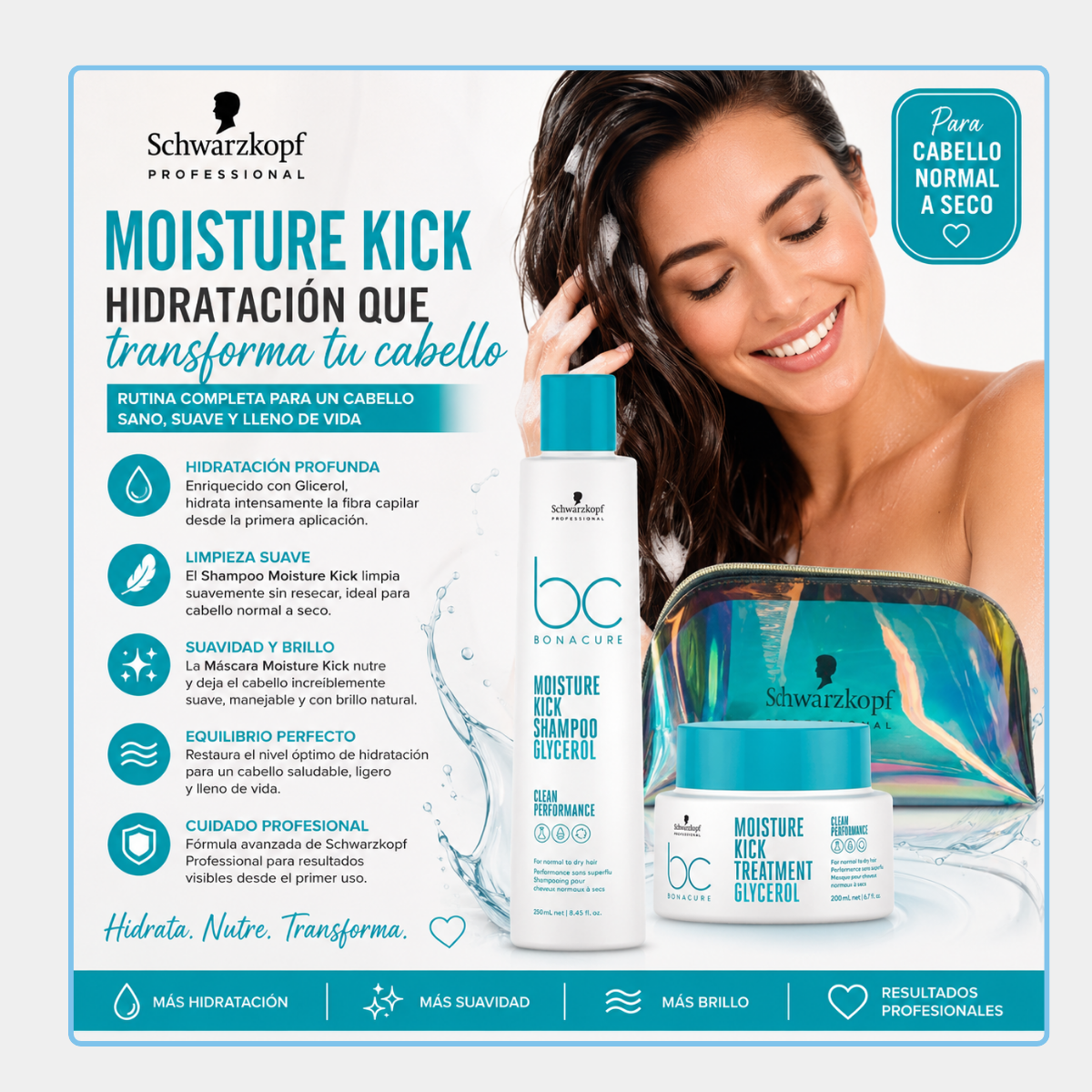Kit Shampoo + Máscara Bc Moisture Kick Glycerol Schwarzkopf.