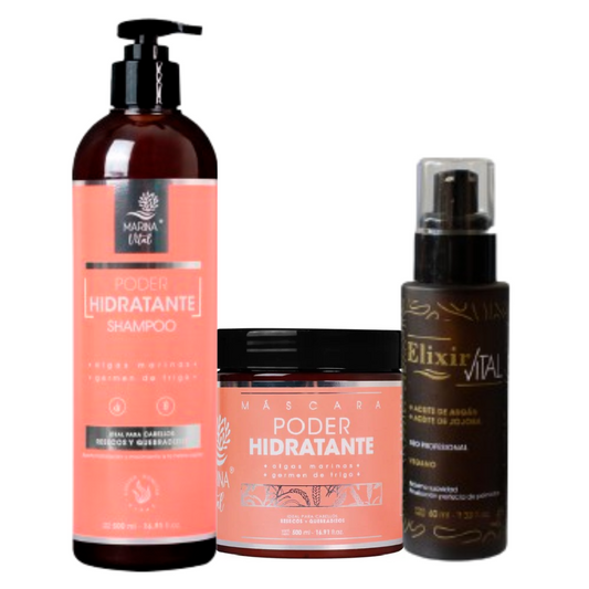 Shampoo Poder Hidratante y Mascara+Serum Marina Vital