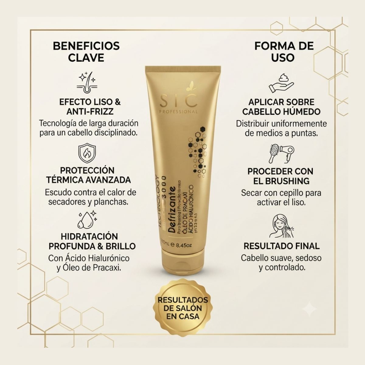 Defrizante Home Care Technology 3000 250ml Ácido Hialurónico sic professional