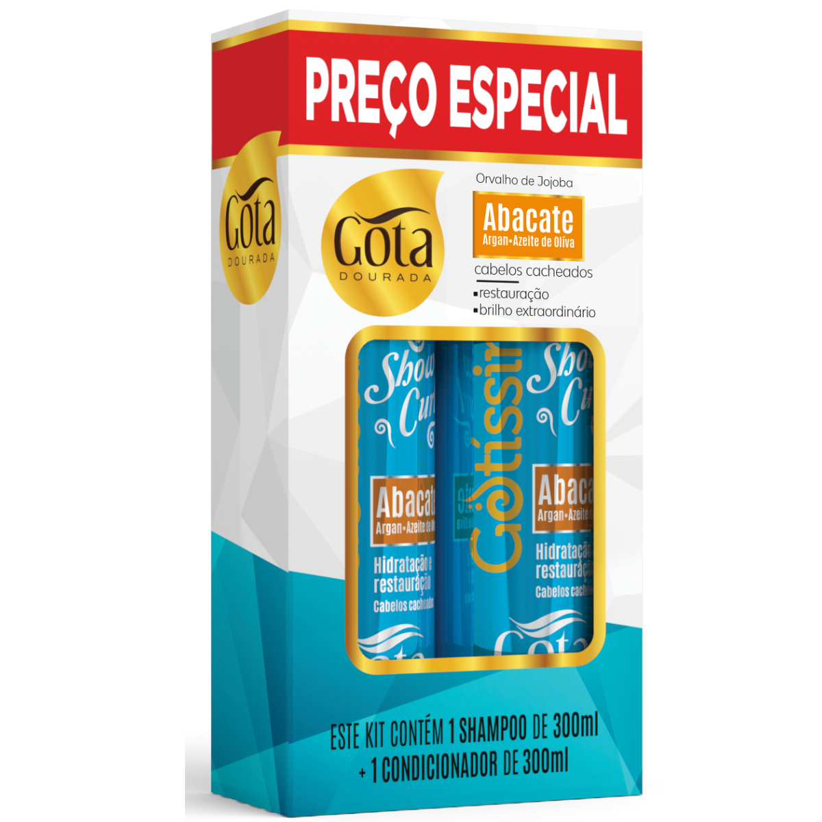 Kit Shampoo Y Acondicionador Gota Dorada Show Curl 300 Ml C/U
