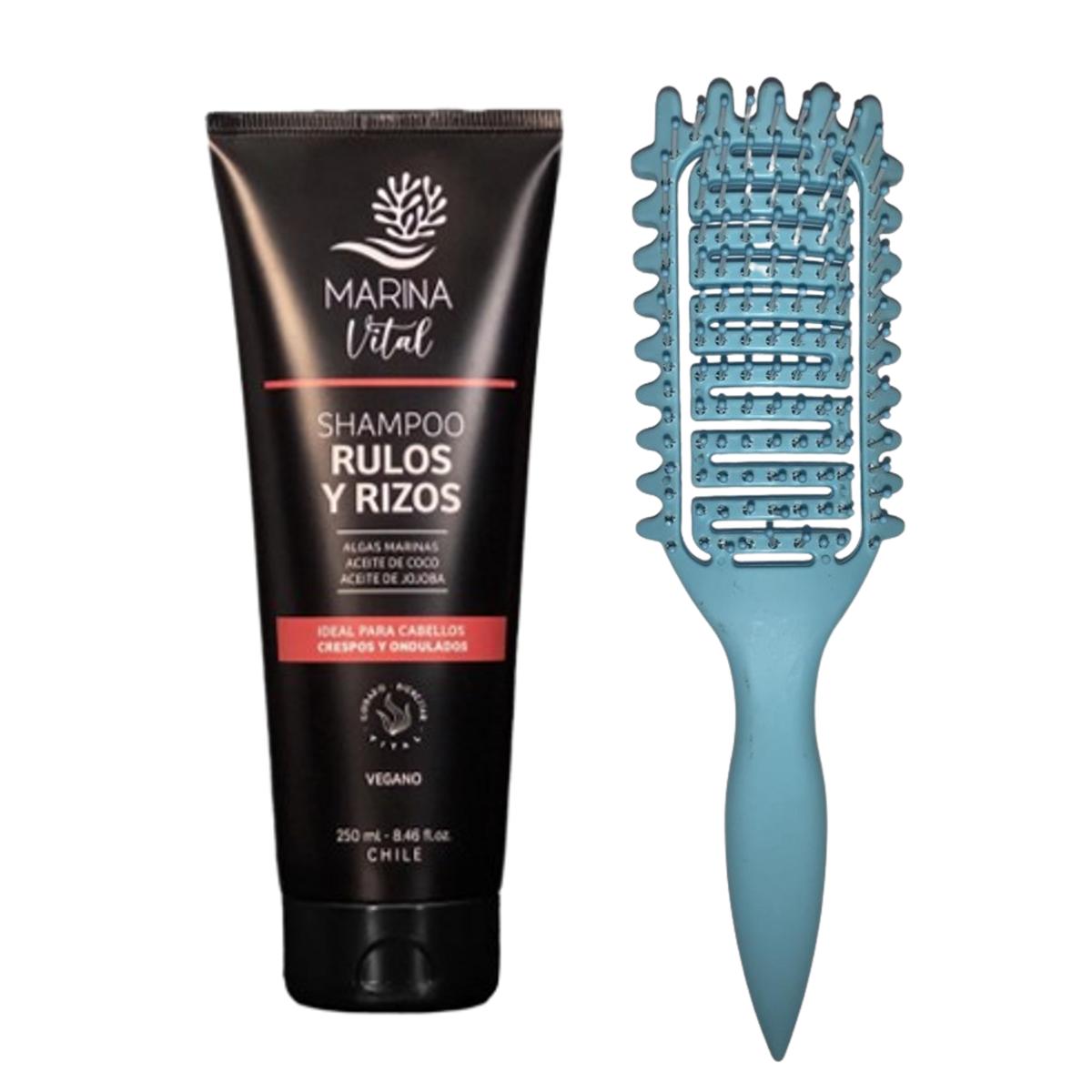 Shampoo Rulos y Rizos 250 ml + Cepillo RizoFlex Azul