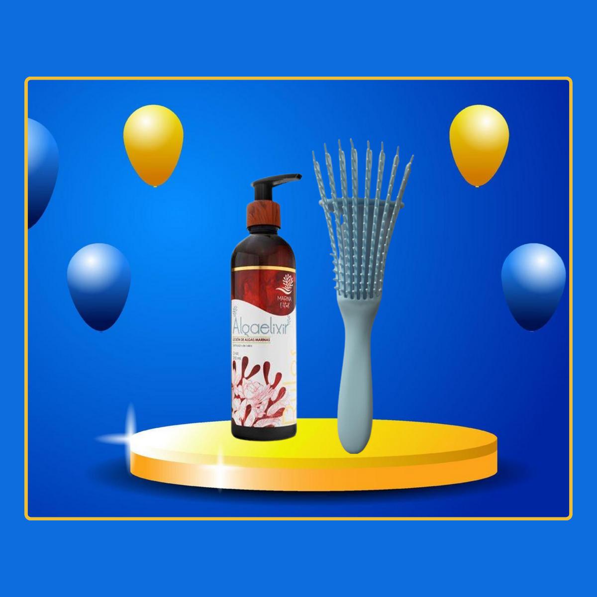 AlgaelixirOndas y Rulos 250 ml + Cepillo Desenredante Celeste