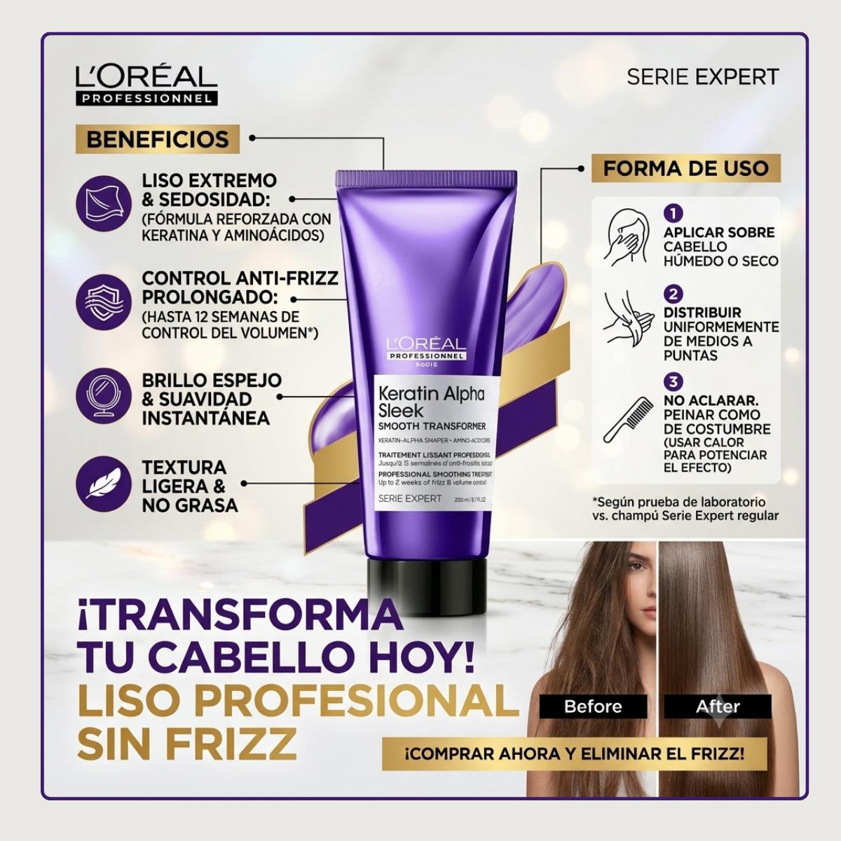 Keratin Alpha Sleek Smooth Transformer 200 ml Loreal