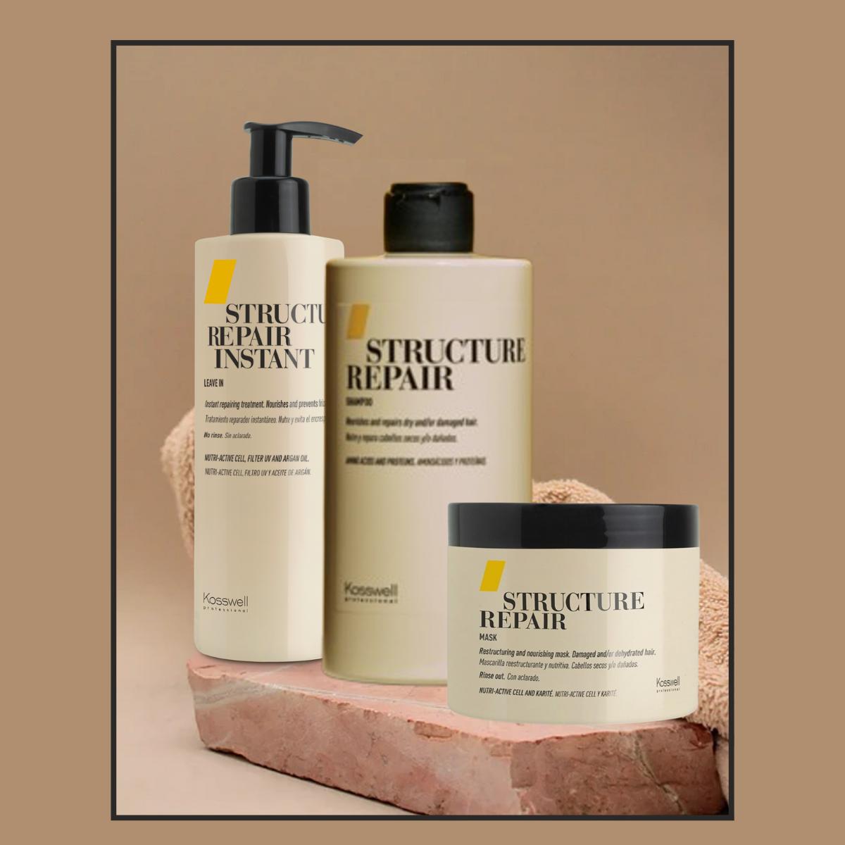 Kosswell Shampoo + Máscara e Instant Structure Repair.