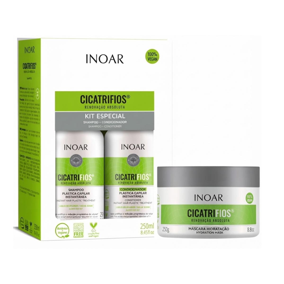 Kit Inoar Cicatrifios Shampoo Acondicionador + Máscara