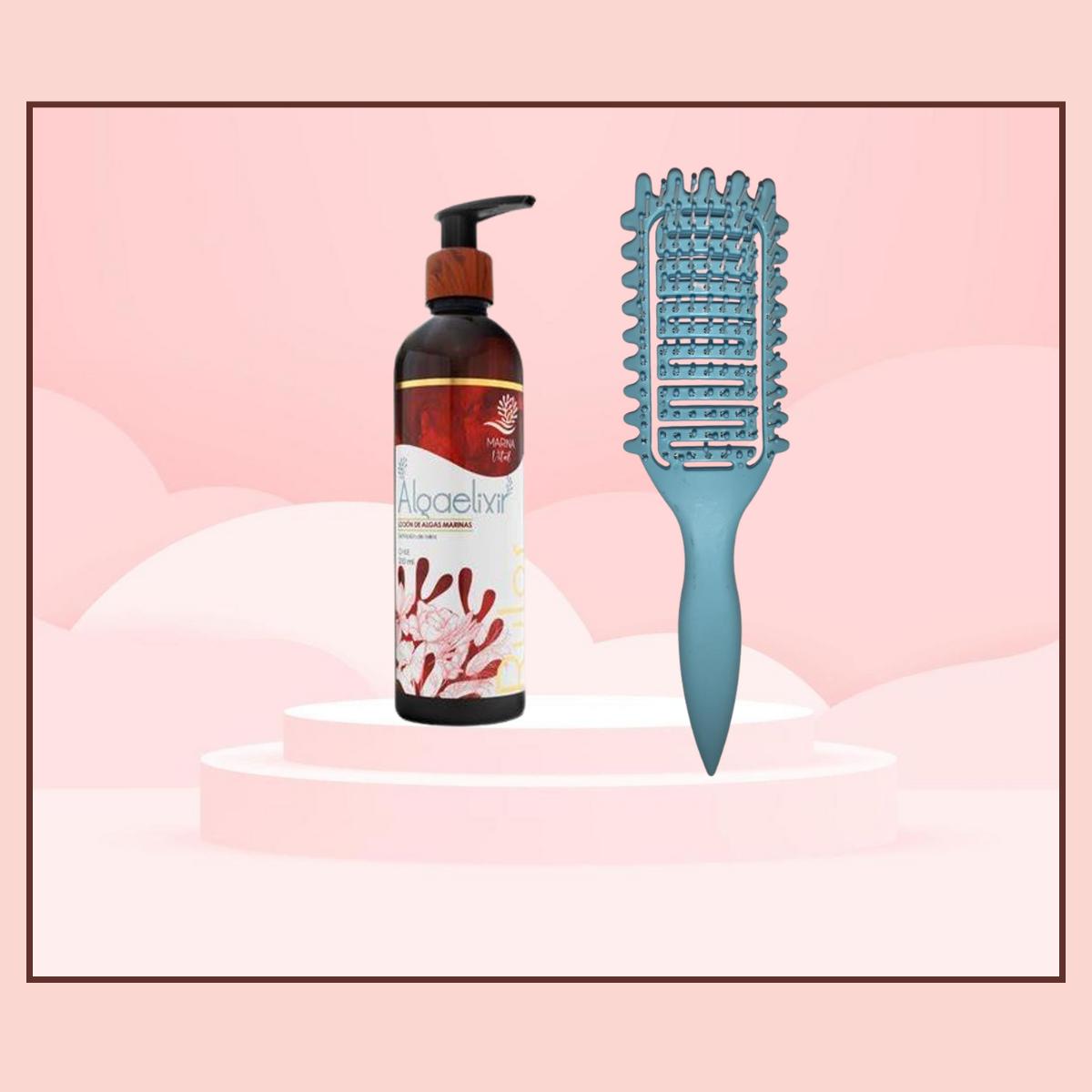 AlgaelixirOndas y Rulos 250 ml + Cepillo RizoFlex Azul