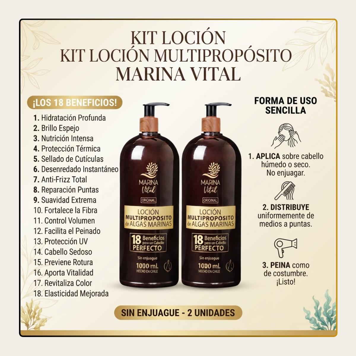2 Lociones Multiproposito 1000 Ml Marina Vital Envío Gratis