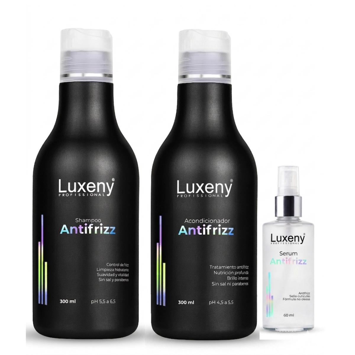 Shampoo, Acondicionador y Serum Antifrizz  Luxeny
