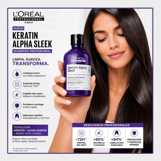 Keratin Alpha Sleek Shampoo 300 ml Loreal
