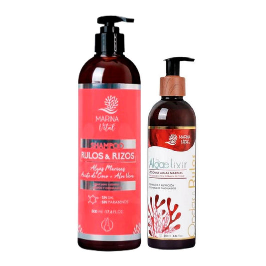 Shampoo Rulos y Rizos 500 ml + AlgaelixirOndas y Rulos 250ml