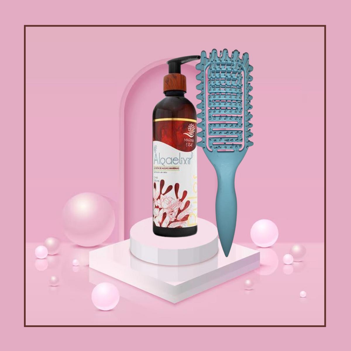 AlgaelixirOndas y Rulos 250 ml + Cepillo RizoFlex Azul