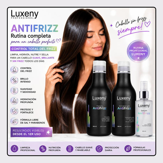 Shampoo, Acondicionador y Serum Antifrizz  Luxeny