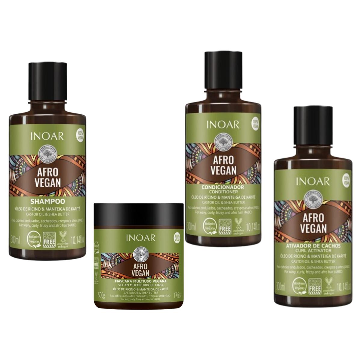 Afro Vegan Shampoo,  Acondicionador, Activador de cacho  + M