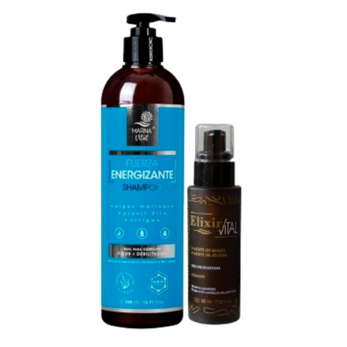 Shampoo Fuerza Energizante 500 ml+ Serum 60 ml Marina Vital