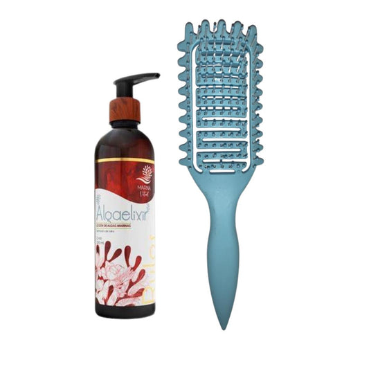 AlgaelixirOndas y Rulos 250 ml + Cepillo RizoFlex Azul