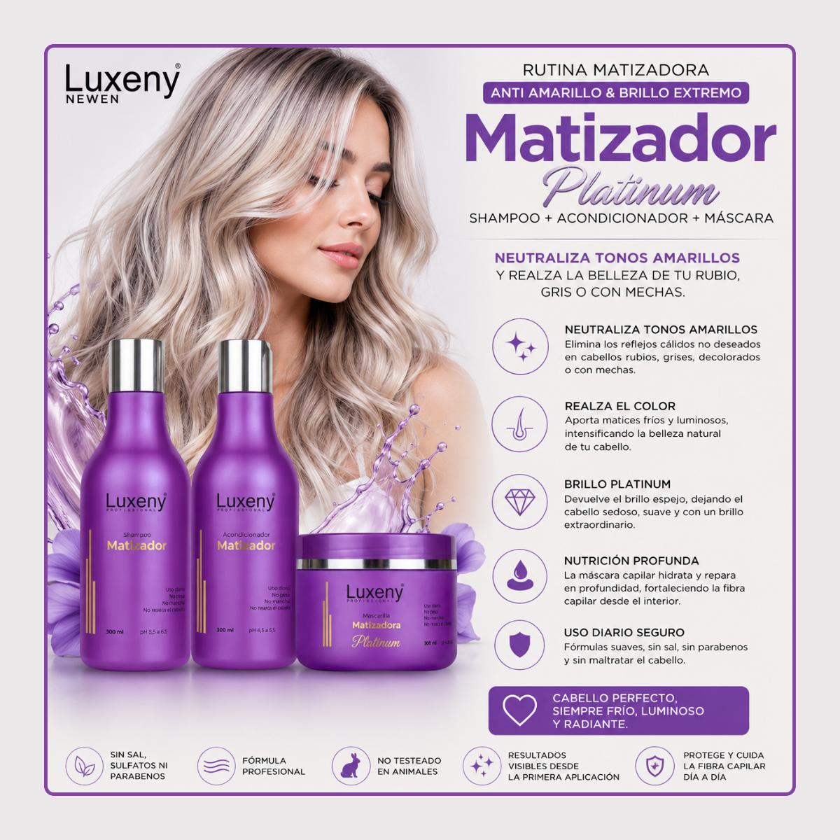 Shampoo, Acondicionador y Mascarilla Matizador Platinum 300
