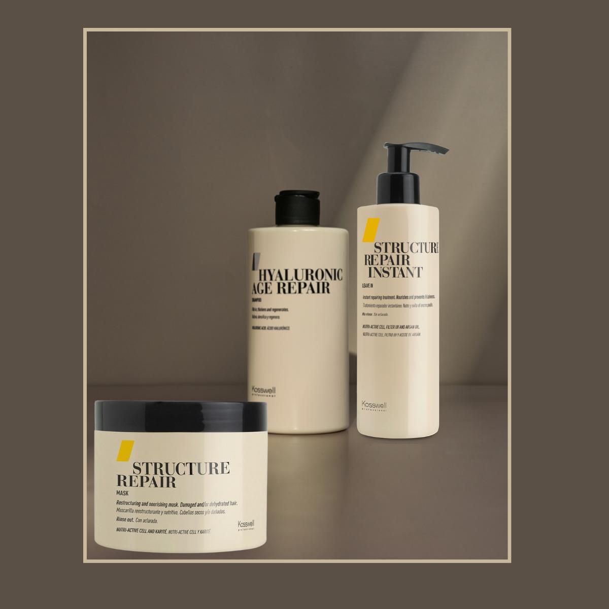 Kosswell Shampoo Hyaluronic Age Repair  y Máscara e Instant