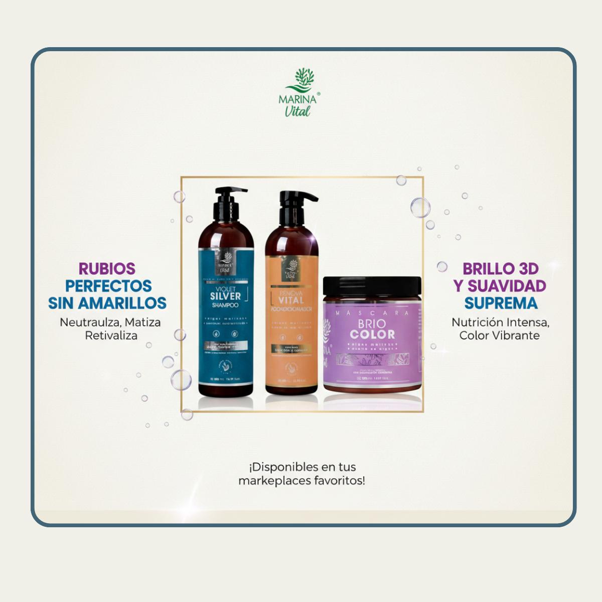 Shampoo Silver, Mascara Briocolor y Acondicionador