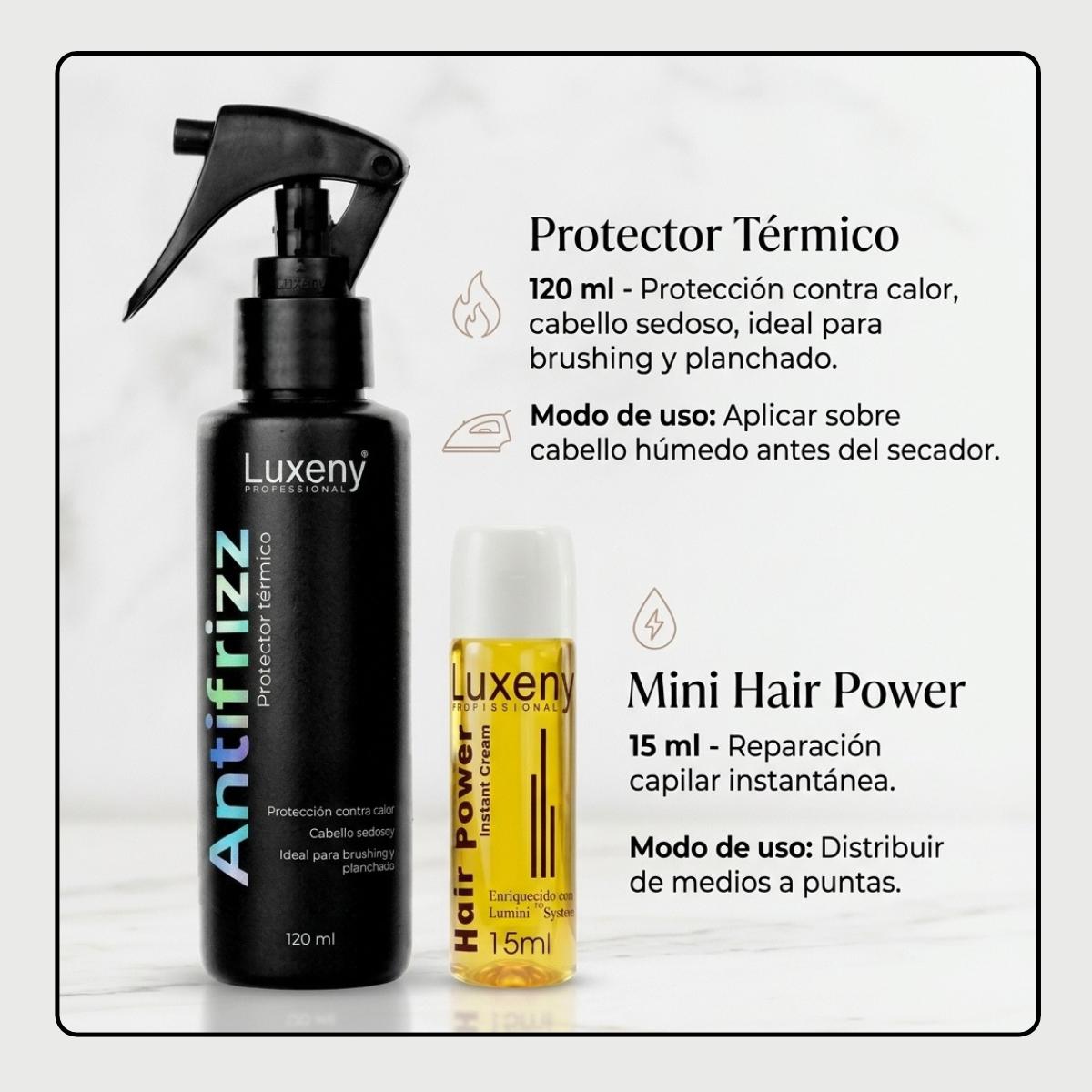 Protector Térmico 120 ml y Mini Hair Power 15 ml Luxeny
