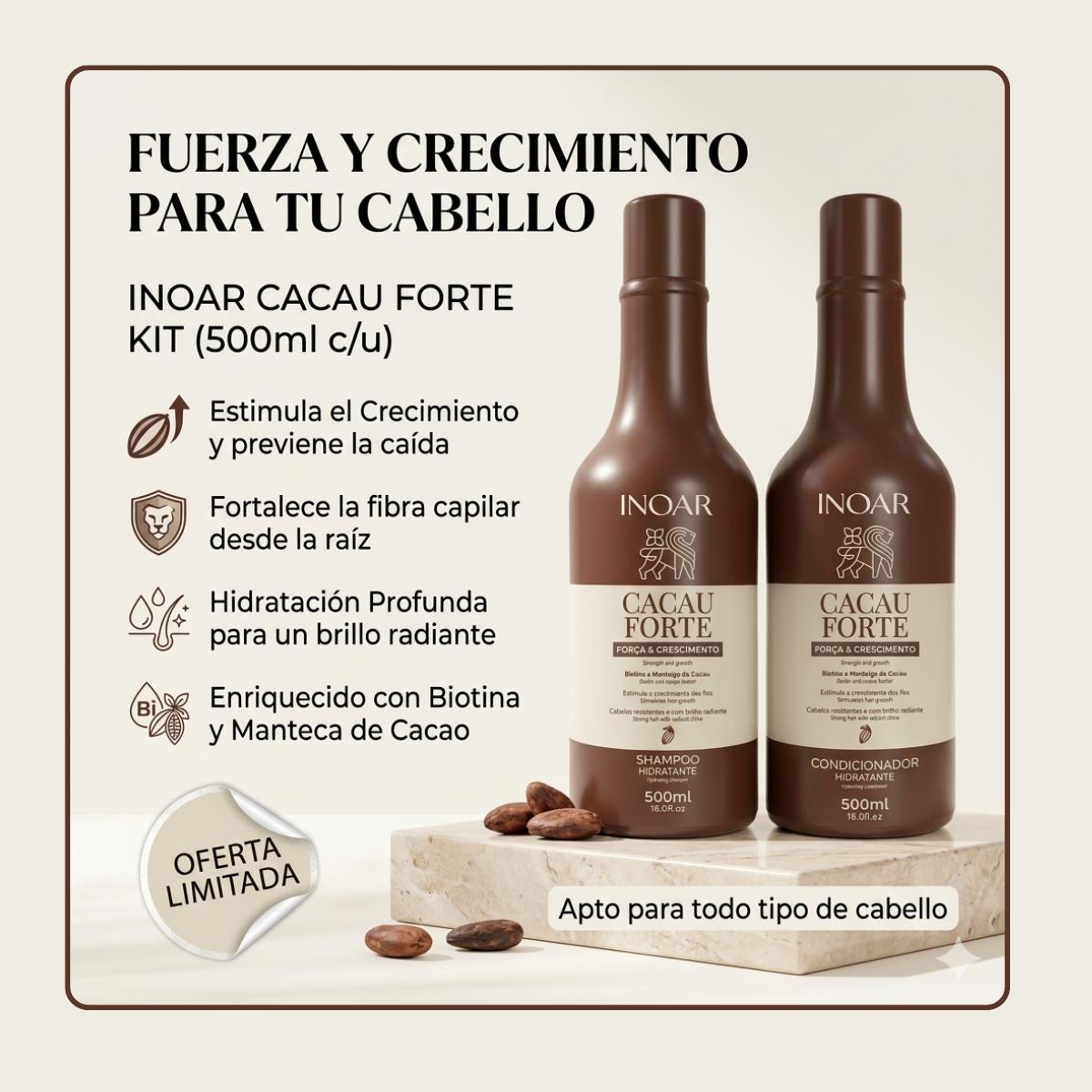 Shampoo Y Acondicionador Cacau Forte 500 Ml Inoar