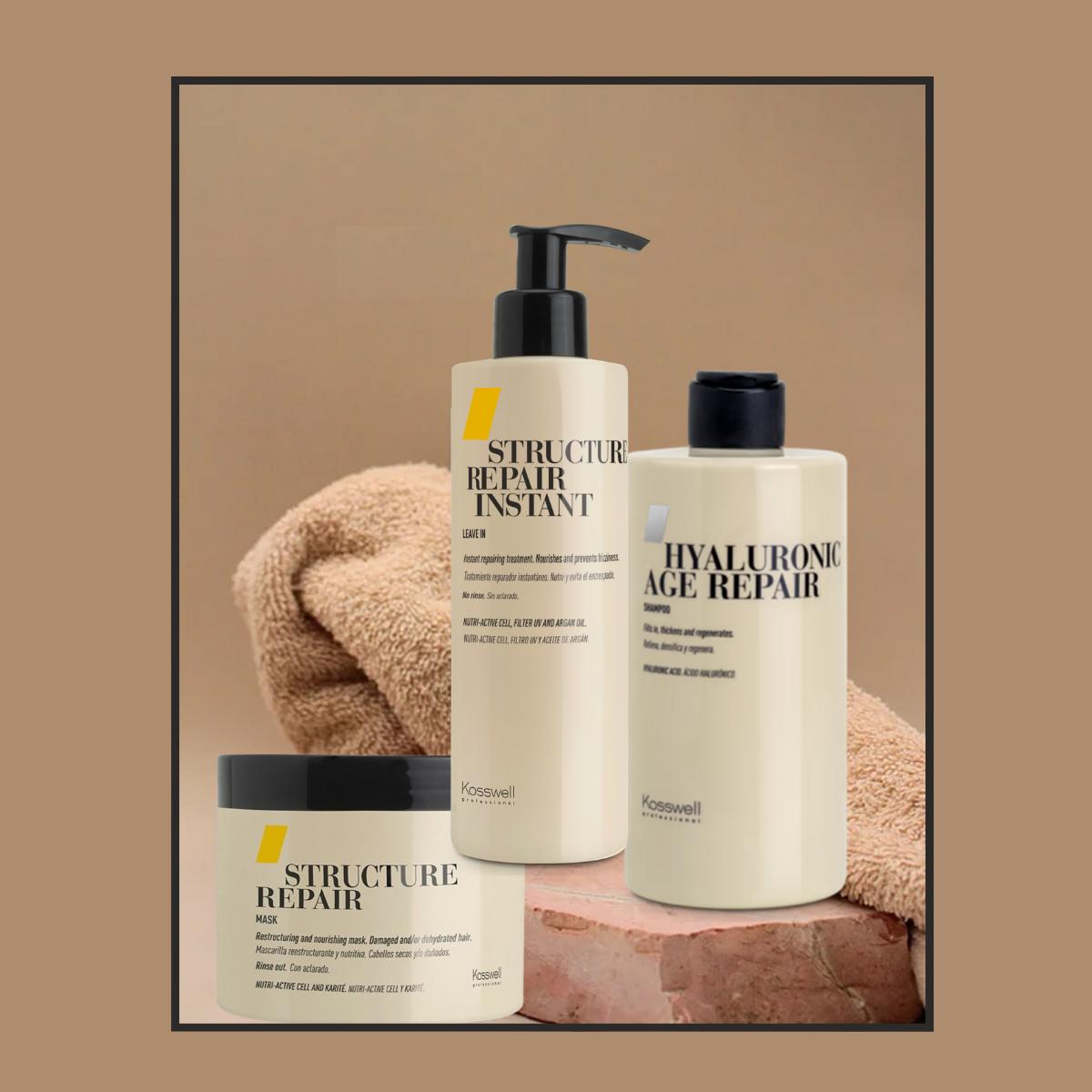 Kosswell Shampoo Hyaluronic Age Repair  y Máscara e Instant