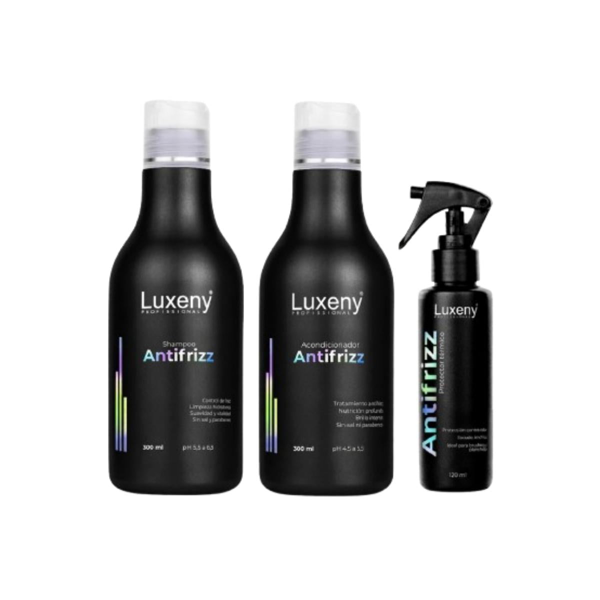 Shampoo, Acondicionador y Protector TérmicoAntifrizz  Luxeny