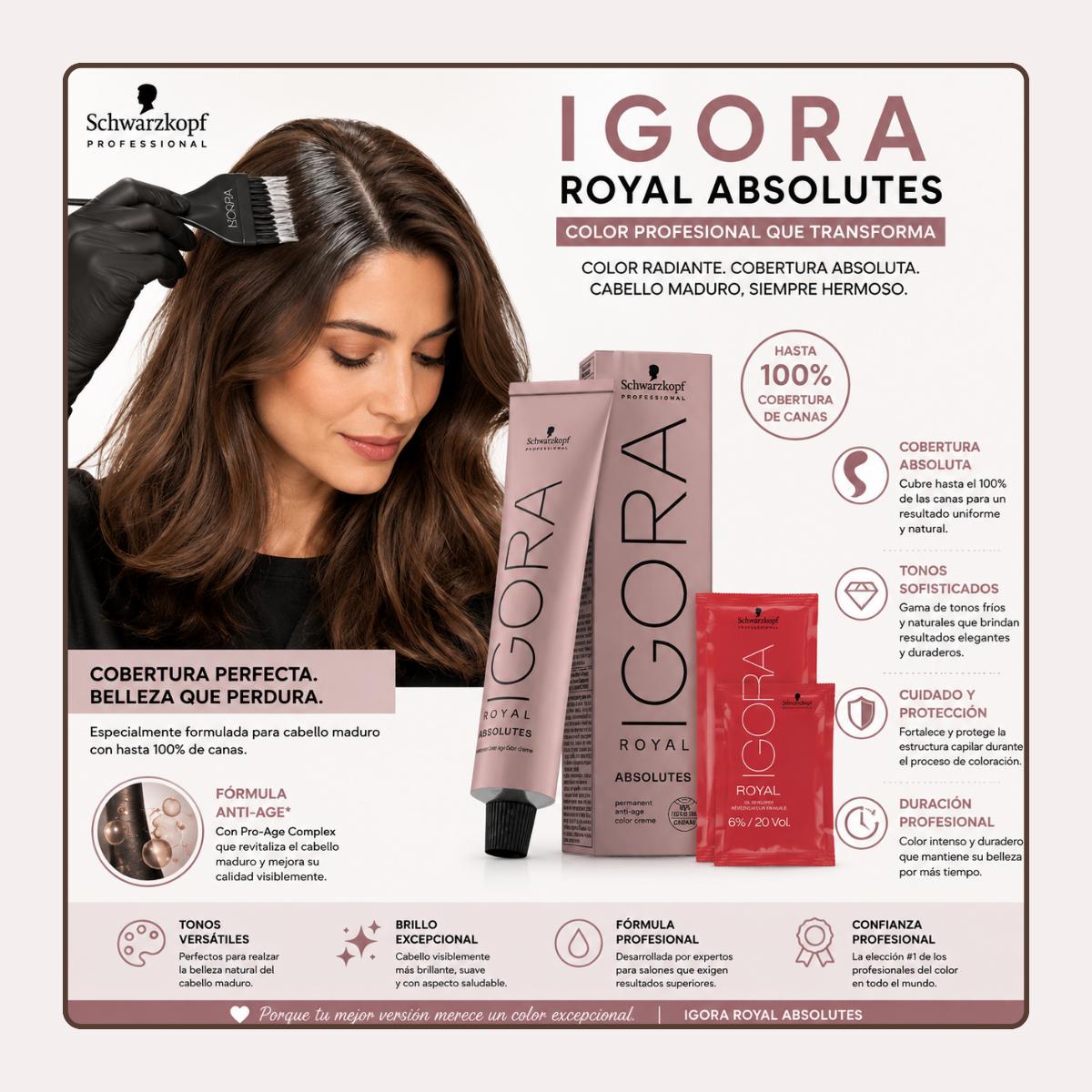 Tintura Igora Absolutes 6-80 Rubio Oscuro Rojo Natural+Activ