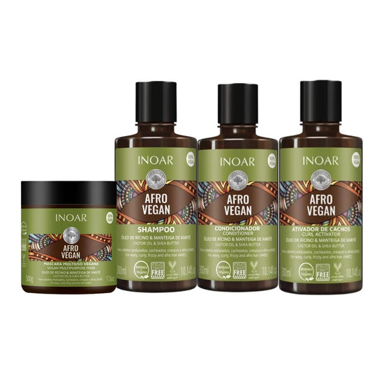 Afro Vegan Shampoo,  Acondicionador, Activador de cacho  + M
