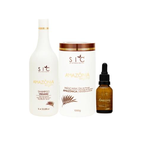 Pack SIC Amazonia Vegano: Shampoo 1L + Mascara 1kg + Oleo Pracaxi