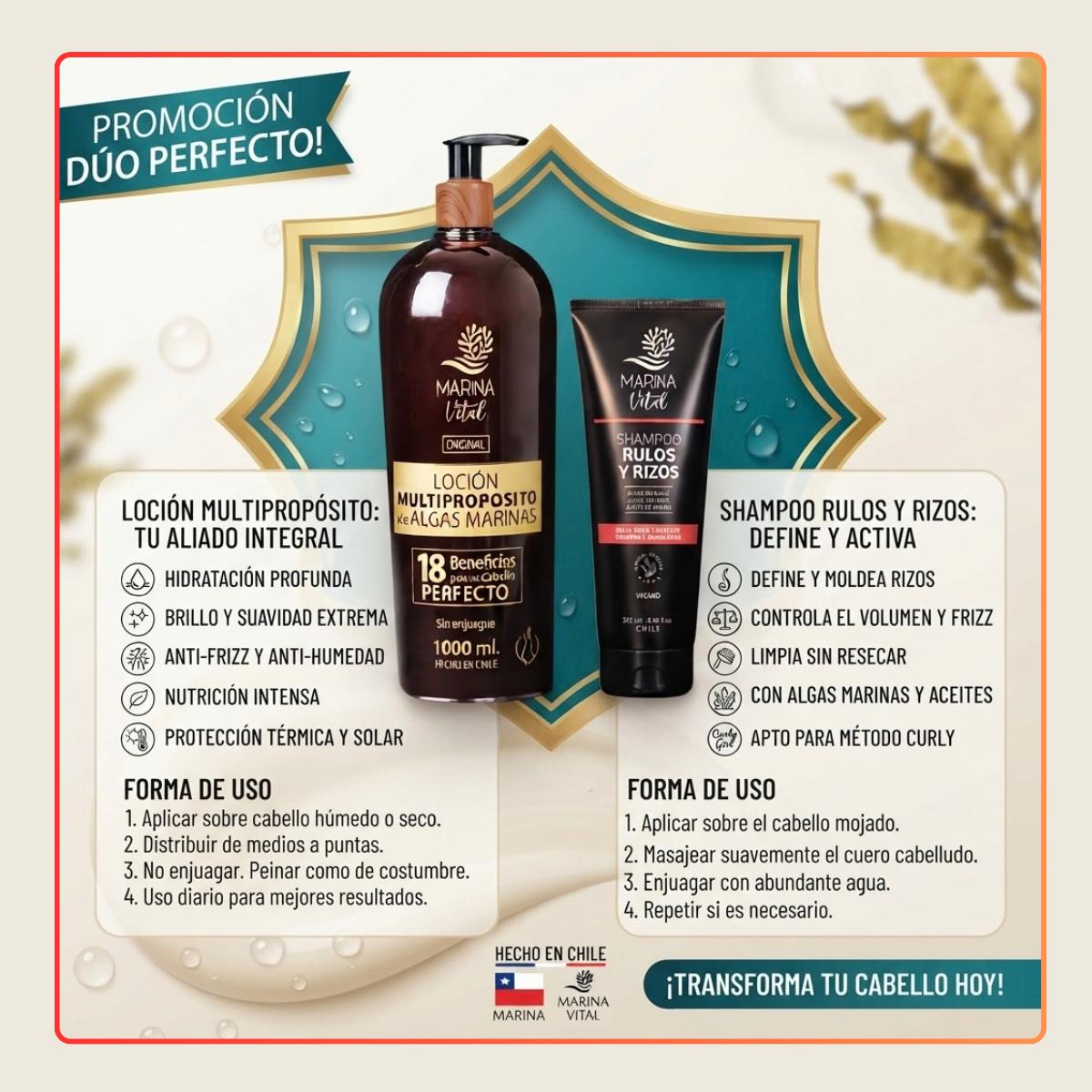 Multiproposito 1000ml+shampoo Rulos 250ml Marina Vital Pack