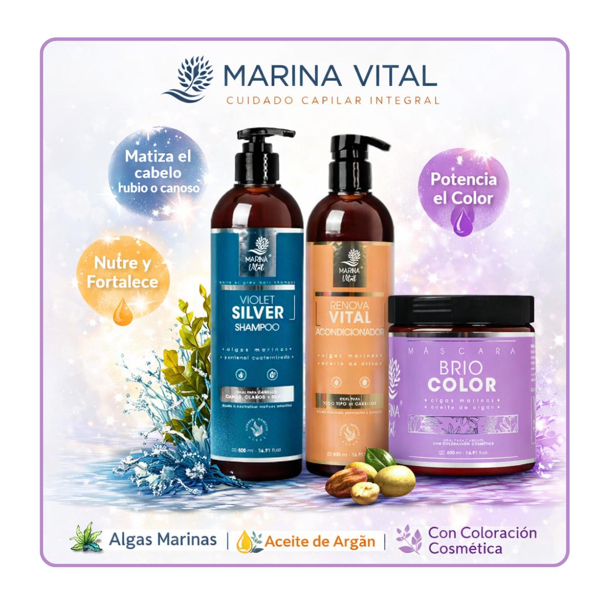 Shampoo Silver, Mascara Briocolor y Acondicionador