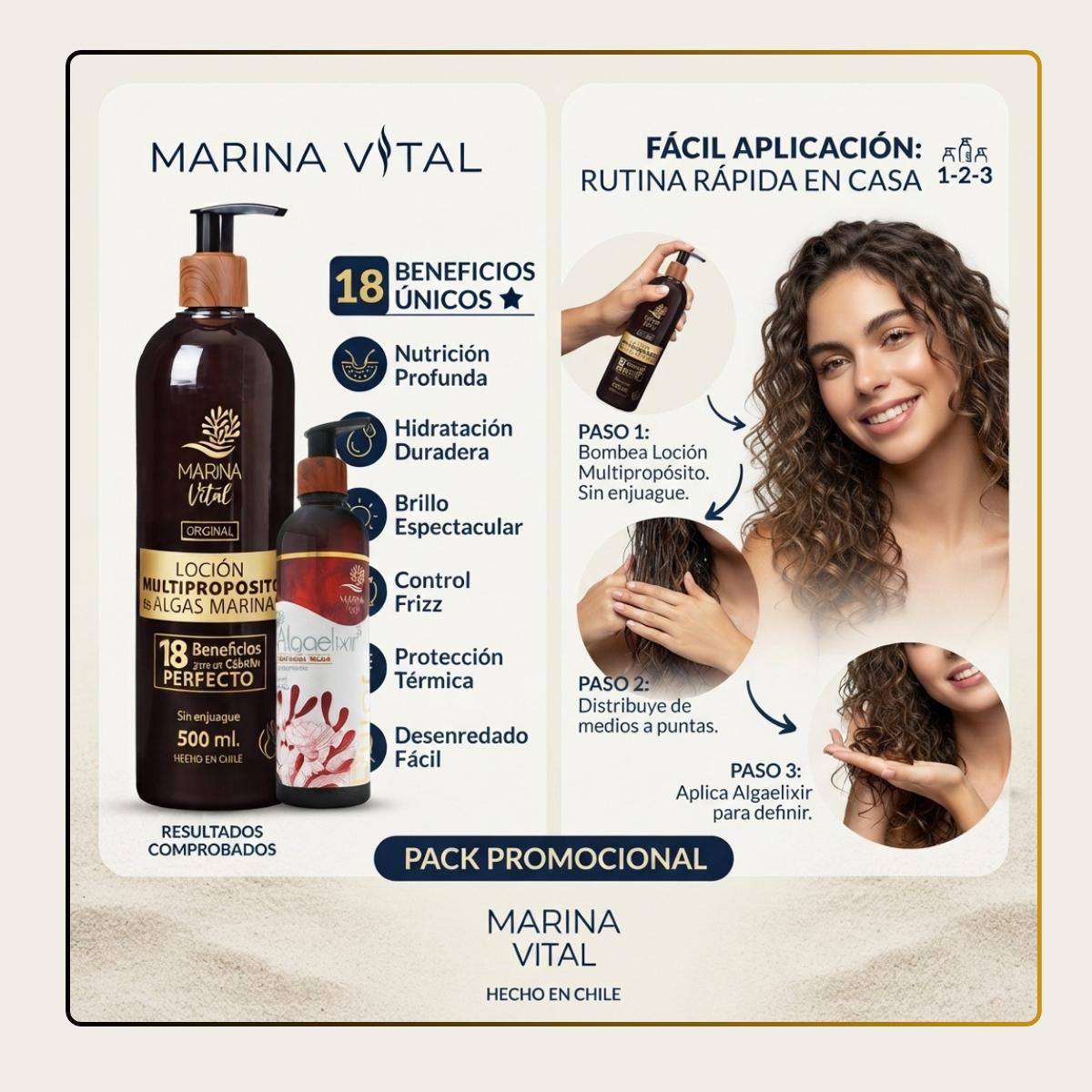 Loción Multipropósito 500 ml + AlgaelixirOndas y Rulos 250ml