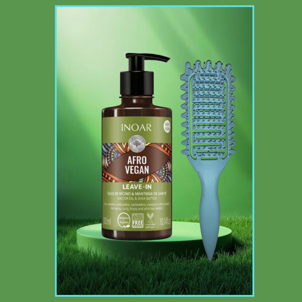 Leave In Afro vegan 300 ml Inoar + Cepillo RizosFlex Azul