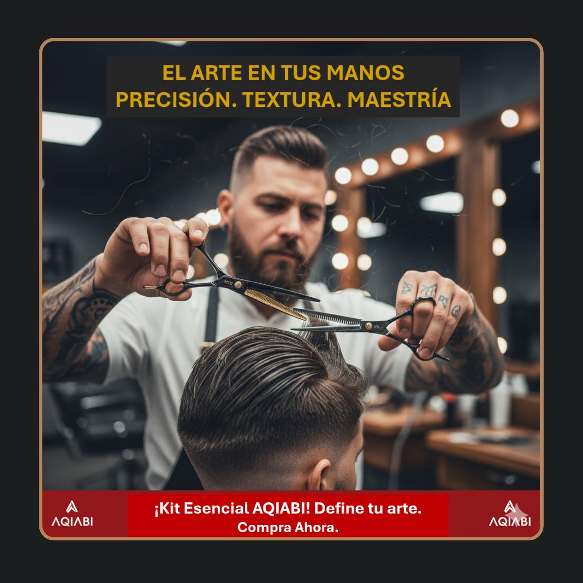 Tijera Filo Navaja Corte + Esculpidora Textura Aqiabi 6.0