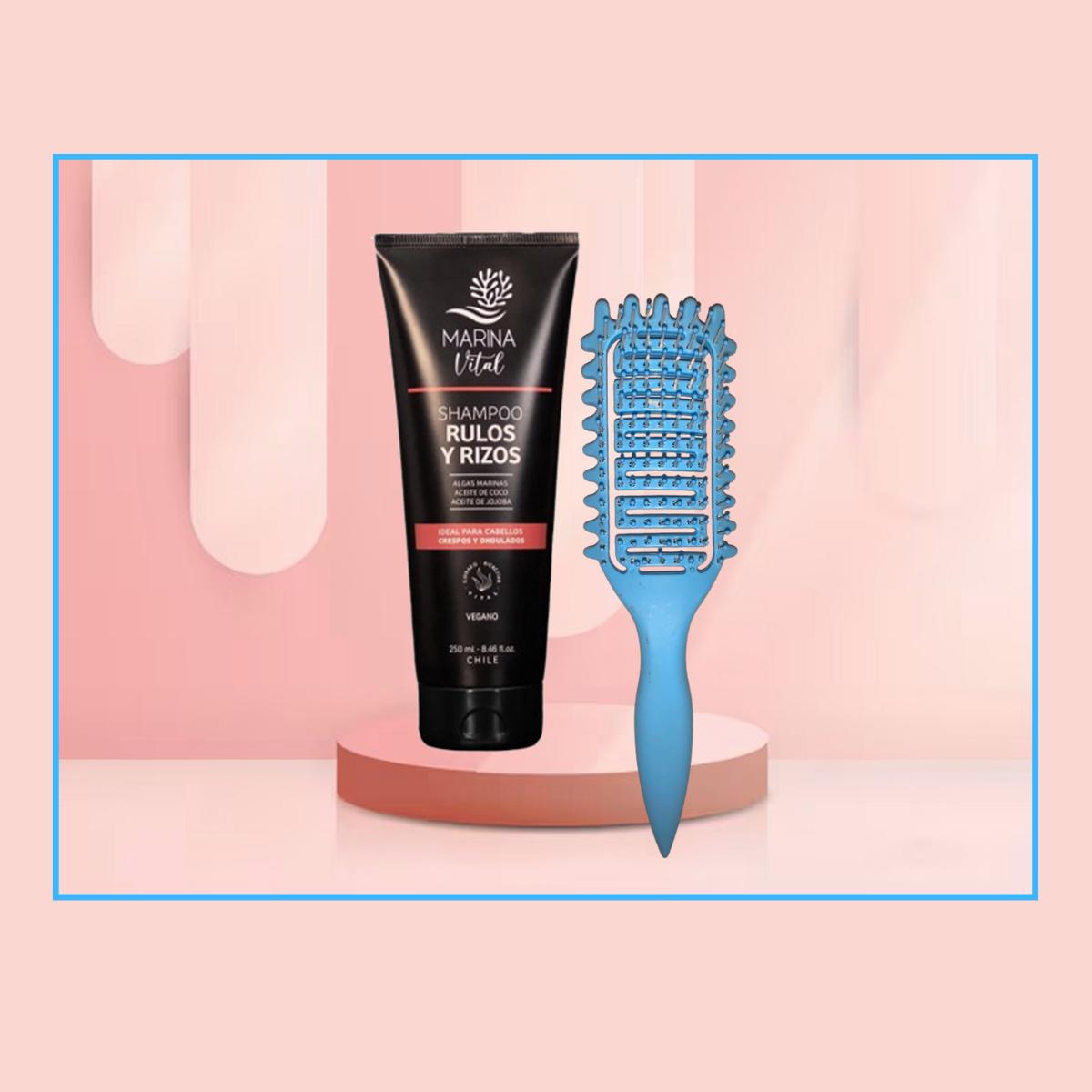 Shampoo Rulos y Rizos 250 ml + Cepillo RizoFlex Azul