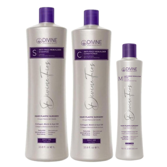 Kit HC Shampoo + Acondicionador 1000ml, Mascara 300ml Divine
